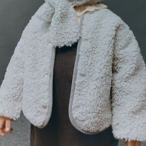 Zara fleece jacket and  basic knit hat in gray